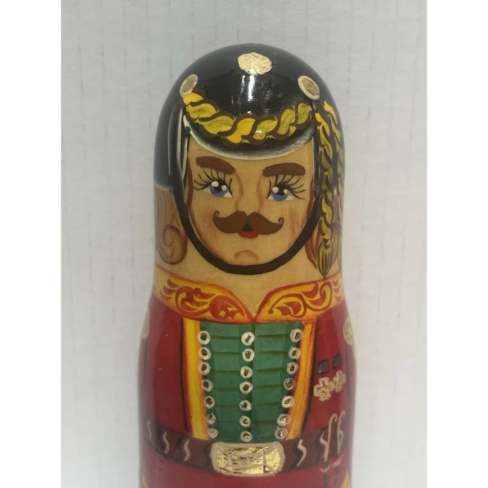 Russian Matryoshka Wooden Nesting Doll Vodka‎ Mini Bottle Holder Soldier 7.5 in